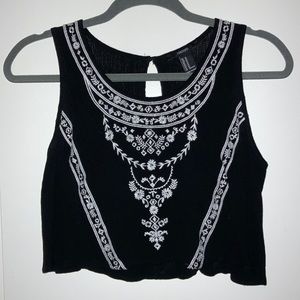 Cropped Embroidered Tank Top